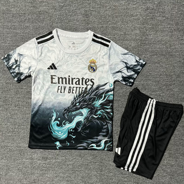 25/26 RMA Dragon Head Diagram white  Kids Soccer Jersey