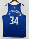 24/25  BUCKS ANTETOKOUNMPD # 34 Blue City Edition Top Quality Hot Pressing NBA Jersey