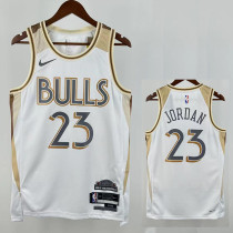 24/25  BULLS JORDAN #23 White City Edition Top Quality Hot Pressing NBA Jersey