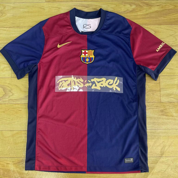 24/25 BAR Home Co branded advertisement Fαns Soccer Jersey(胸前新广告）