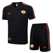 25/26 Man Utd Black Retro Training Short Suit #D2535