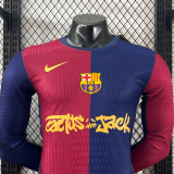 24/25 BAR Home Co branded advertisement  Player Version Long Sleeve Soccer Jersey(胸前新广告）