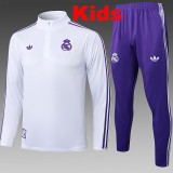 25/26  RMA White Retro Edition  Kids Half Pull Tracksuit #E2517 (半拉链)