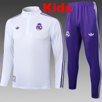 25/26  RMA White Retro Edition  Kids Half Pull Tracksuit #E2517 (半拉链)