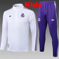 25/26  RMA White Retro Edition  Kids Half Pull Tracksuit #E2517 (半拉链)