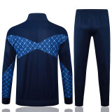 24/25 PSG  Blue Grid Pattern Kids Jacket Tracksuit#E2501