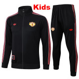 25/26  Man Utd Black Retro Edition Kids Jacket Tracksuit#A2508