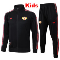 25/26  Man Utd Black Retro Edition Kids Jacket Tracksuit#A2508