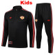 24/25 Man Utd Black Retro Edition Kids Half Pull Tracksuit #B2506 (半拉链)