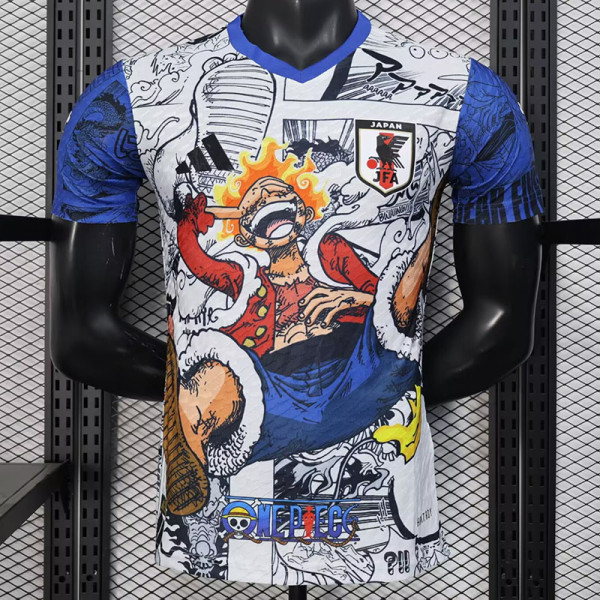 25/26 Japan One Piece White Blue Player Version  Soccer Jersey