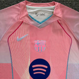 25 /26 BAR Pink   Fans Soccer Jersey(胸前蓝花）