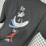 2025 T274 Cartoon Jordan  Pure Cotton Black T-shirt