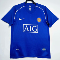 2007/2008 Man Utd Goalkeeper Blue Retro Soccer Jersey