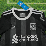 25/26  LIV Grey Black Goalkeeper Kids  Soccer Jersey（肩上三白边）