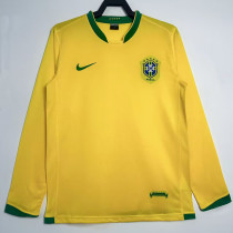 2006 Brazil Home Long Sleeve  Retro Soccer Jersey