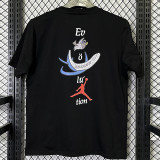 2025 T274 Cartoon Jordan  Pure Cotton Black T-shirt