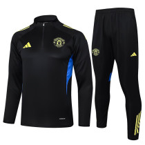 25/26 Man Utd Black  Half Pull Tracksuit #B2538 (半拉链)