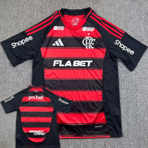25/26 Flamengo Home Fans Soccer Jersey(Print all sponsors、全广告）
