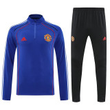25/26 Man Utd Blue Half Pull Tracksuit  (半拉链)