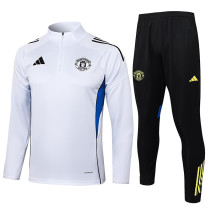25/26 Man Utd White  Half Pull Tracksuit #B2537 (半拉链)