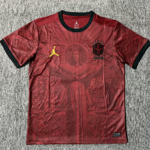 2025 Brazil Christ statue Red  Fans Soccer Jersey(灰纹）