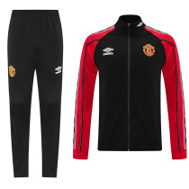 25/26  Man Utd Black&Red Retro Edition Jacket Tracksuit
