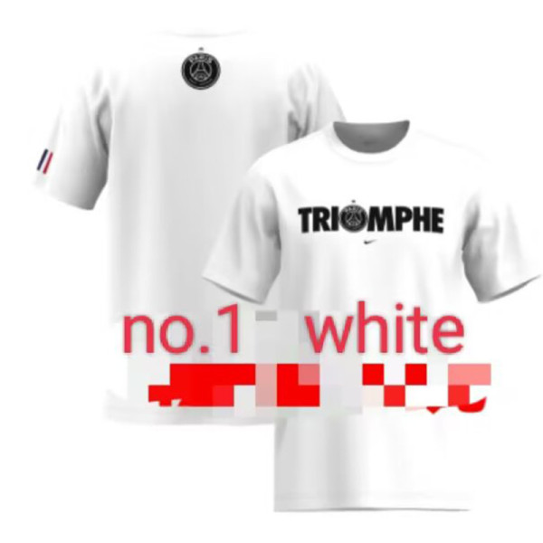 2025 PSG White  Champions League pure cotton T-shirt#NO.1(纯棉 、白）