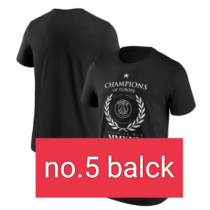 2025 PSG Black  Champions League pure cotton T-shirt#NO.5(纯棉、黑 ）