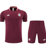 25/26  Bayern Maroon Retro Training Short Suit （直纹）
