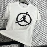 2025 T244 Flying Man Co branded Edition White  Pure Cotton  Blue T-shirt