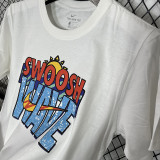 2025 T256  Summer Breeze  White  Pure Cotton  Blue T-shirt