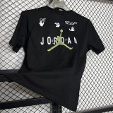 2025 T244 Flying Man Co branded Edition Black  Pure Cotton  Blue T-shirt