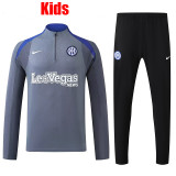 24/25 INT Grey Kids Half Pull Tracksuit  (童装、半拉链、)