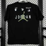 2025 T244 Flying Man Co branded Edition Black  Pure Cotton  Blue T-shirt