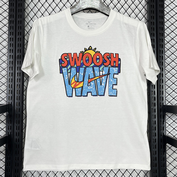 2025 T256  Summer Breeze  White  Pure Cotton  Blue T-shirt