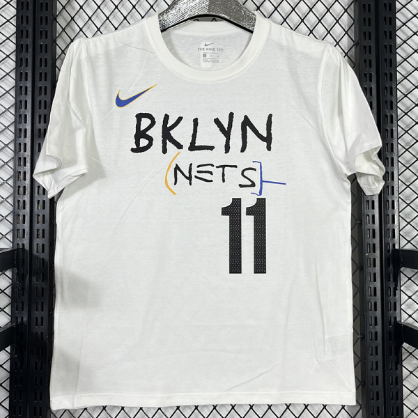2025 T252  Nets IRVING # 11 NK White  Pure Cotton  Blue T-shirt