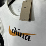 2025 T248 China White  Pure Cotton  Blue T-shirt