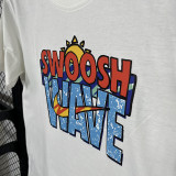 2025 T256  Summer Breeze  White  Pure Cotton  Blue T-shirt