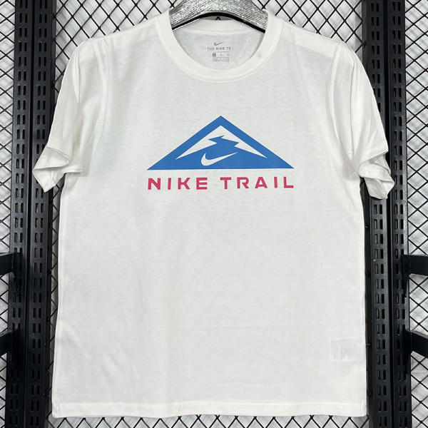 2025 T255  Triangle Mountain NK  White  Pure Cotton  Blue T-shirt