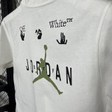 2025 T244 Flying Man Co branded Edition White  Pure Cotton  Blue T-shirt