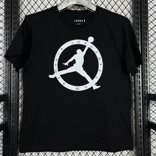2025 T244 Flying Man Co branded Edition Black  Pure Cotton  Blue T-shirt