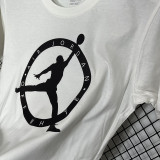2025 T244 Flying Man Co branded Edition White  Pure Cotton  Blue T-shirt
