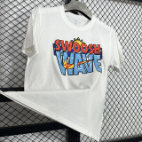 2025 T256  Summer Breeze  White  Pure Cotton  Blue T-shirt
