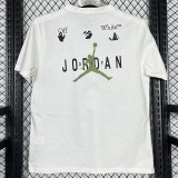 2025 T244 Flying Man Co branded Edition White  Pure Cotton  Blue T-shirt