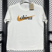 2025 T248 China White  Pure Cotton  Blue T-shirt