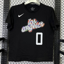 2025 T262 Clippers  WESTBROOK #0 NK Black  Pure Cotton  Blue T-shirt