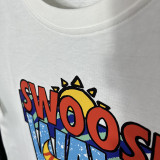 2025 T256  Summer Breeze  White  Pure Cotton  Blue T-shirt
