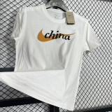 2025 T248 China White  Pure Cotton  Blue T-shirt