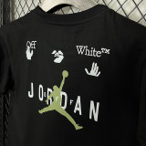2025 T244 Flying Man Co branded Edition Black  Pure Cotton  Blue T-shirt