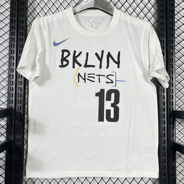 2025 T251  Nets HARDEN # 13 NK White  Pure Cotton  Blue T-shirt